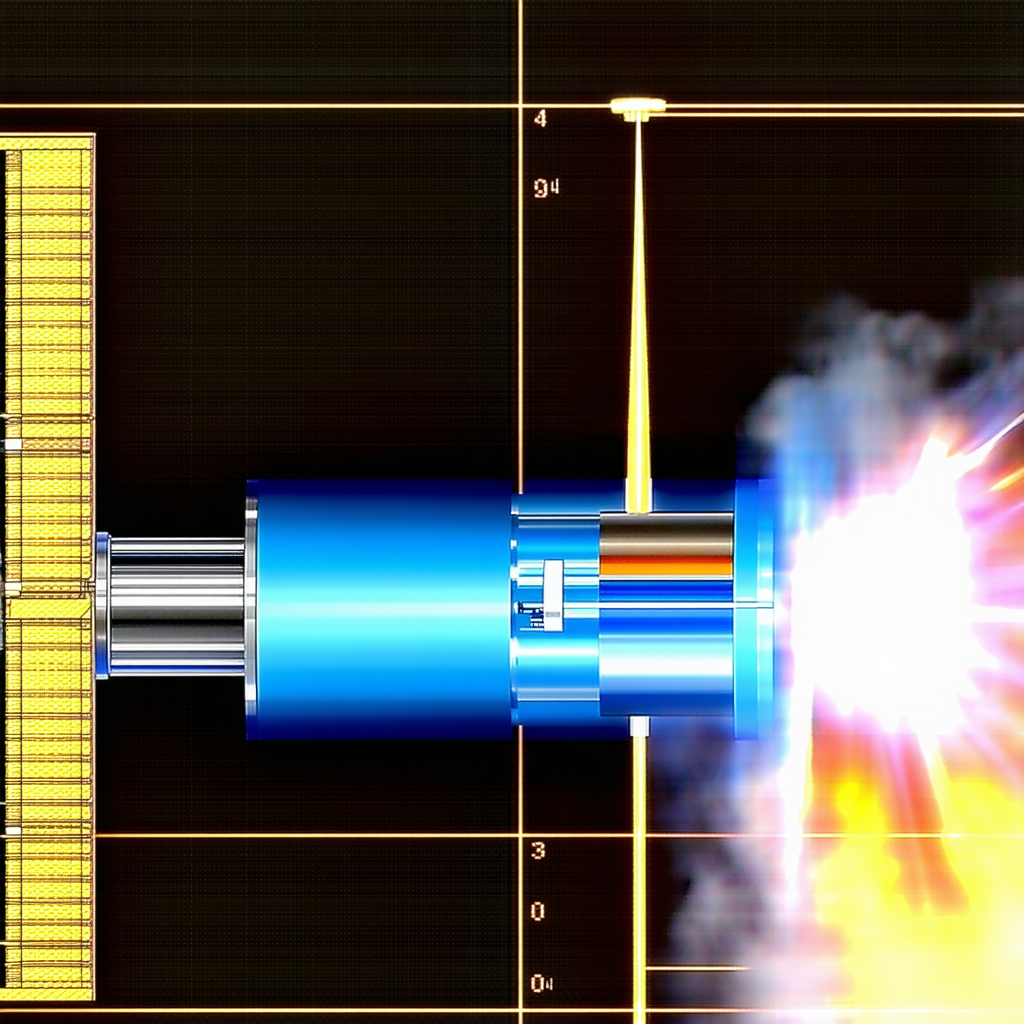 A Blue Object Is Shown In A Close-up View, With A Yellow Line Running Through It
