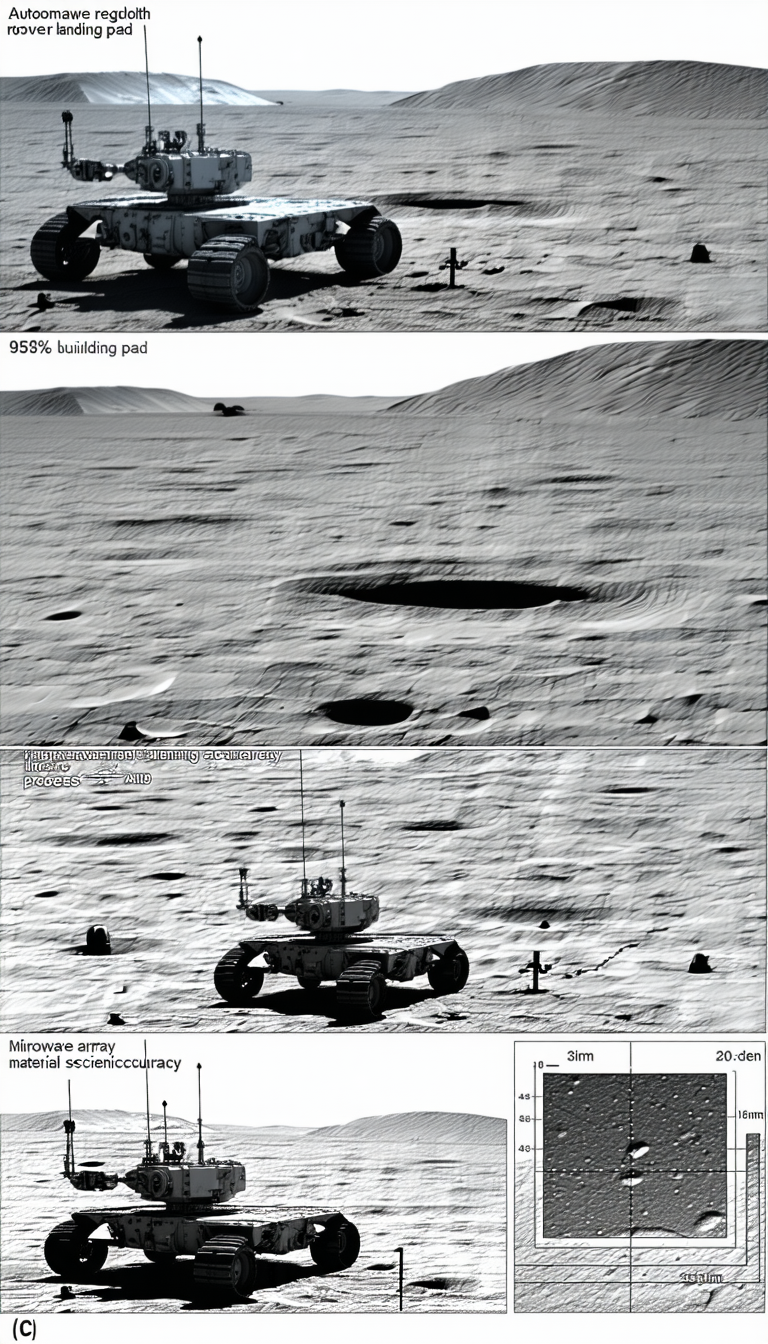The Image Is A Collage Of Three Pictures Of A Rover On The Moon