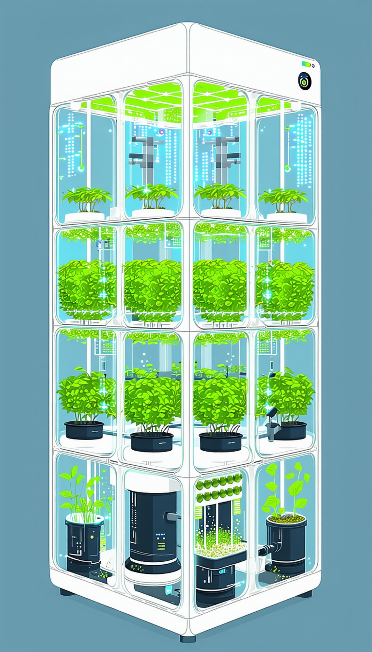 In The Image, There Is A Large, Multi-level Greenhouse Filled With Various Plants