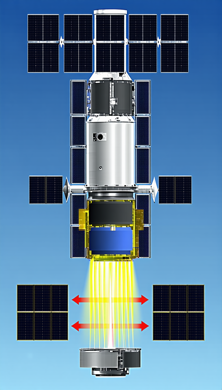 A Spacecraft With A Large Dome On Top, Which Is Likely A Satellite