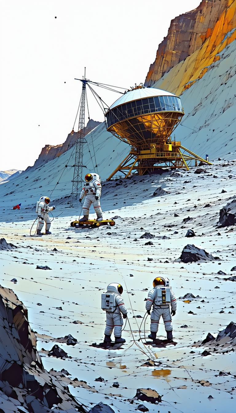 In The Image, There Are Four Astronauts Walking On The Moon