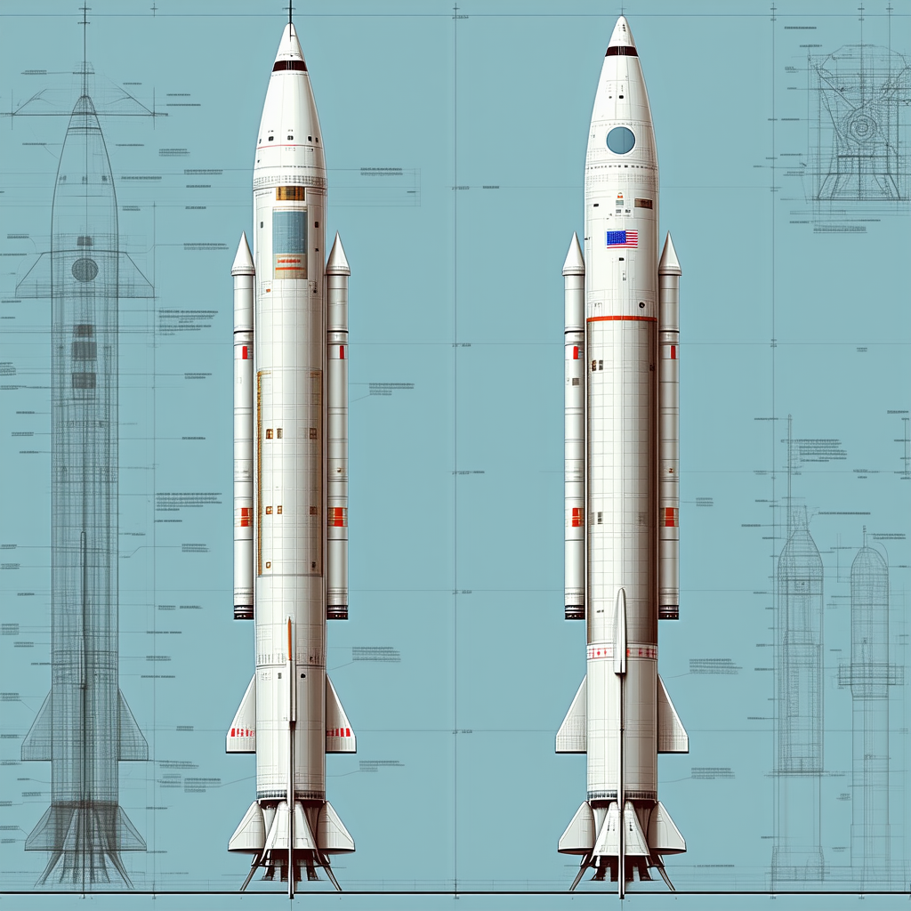 A Drawing Of A Rocket Ship Is Shown, With The Rocket Being Split Into Two Sections