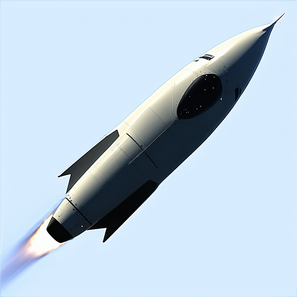 A Rocket Is Flying Through The Sky, Leaving A Trail Of Smoke Behind It
