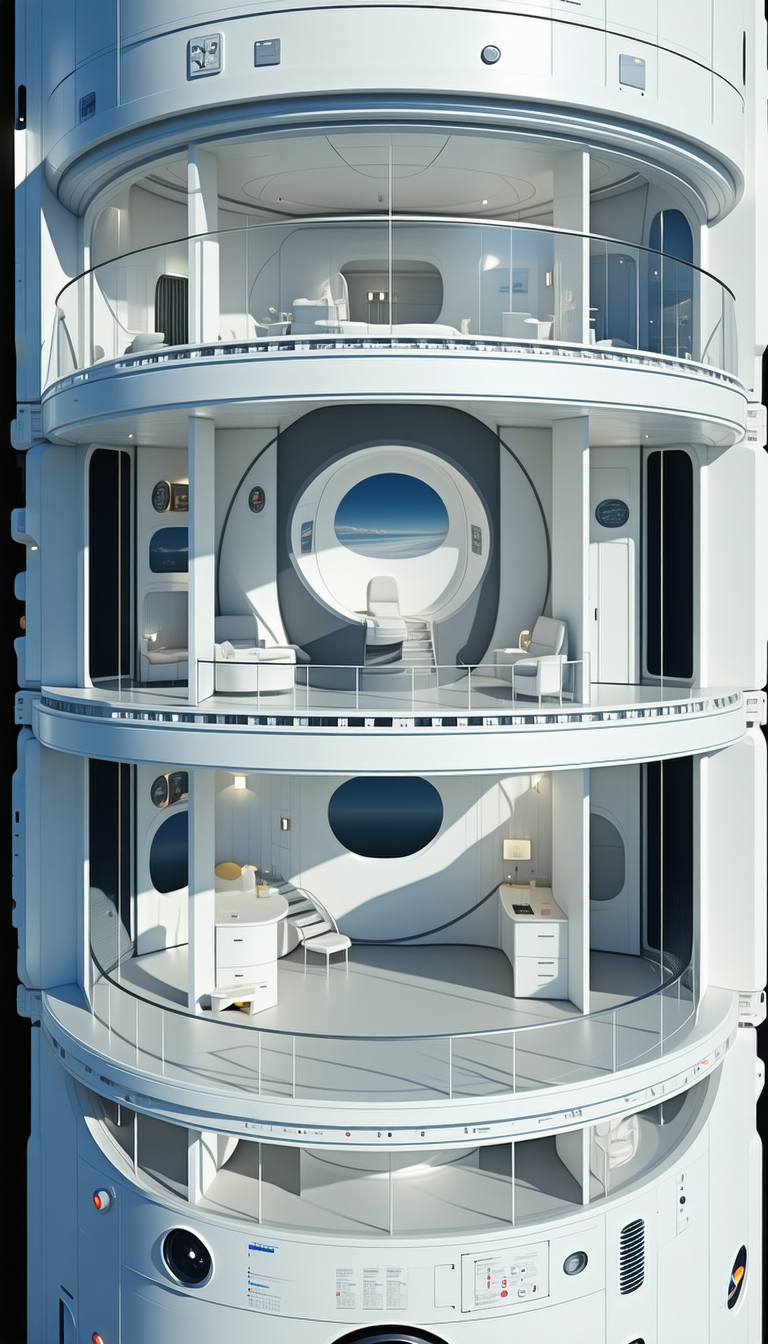 A Large White Building With A Spiral Staircase Is Shown In This Image