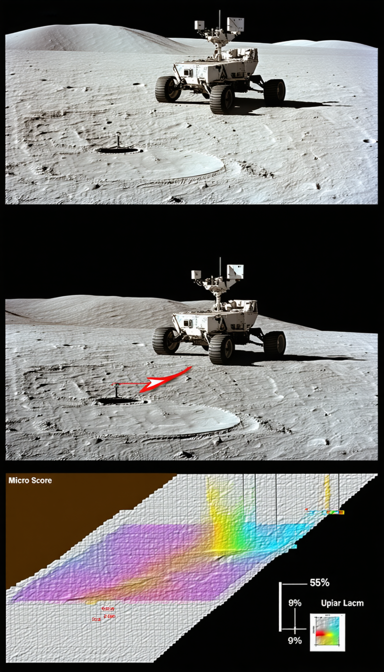 The Image Is A Split-screen Display Of A Rover On The Moon