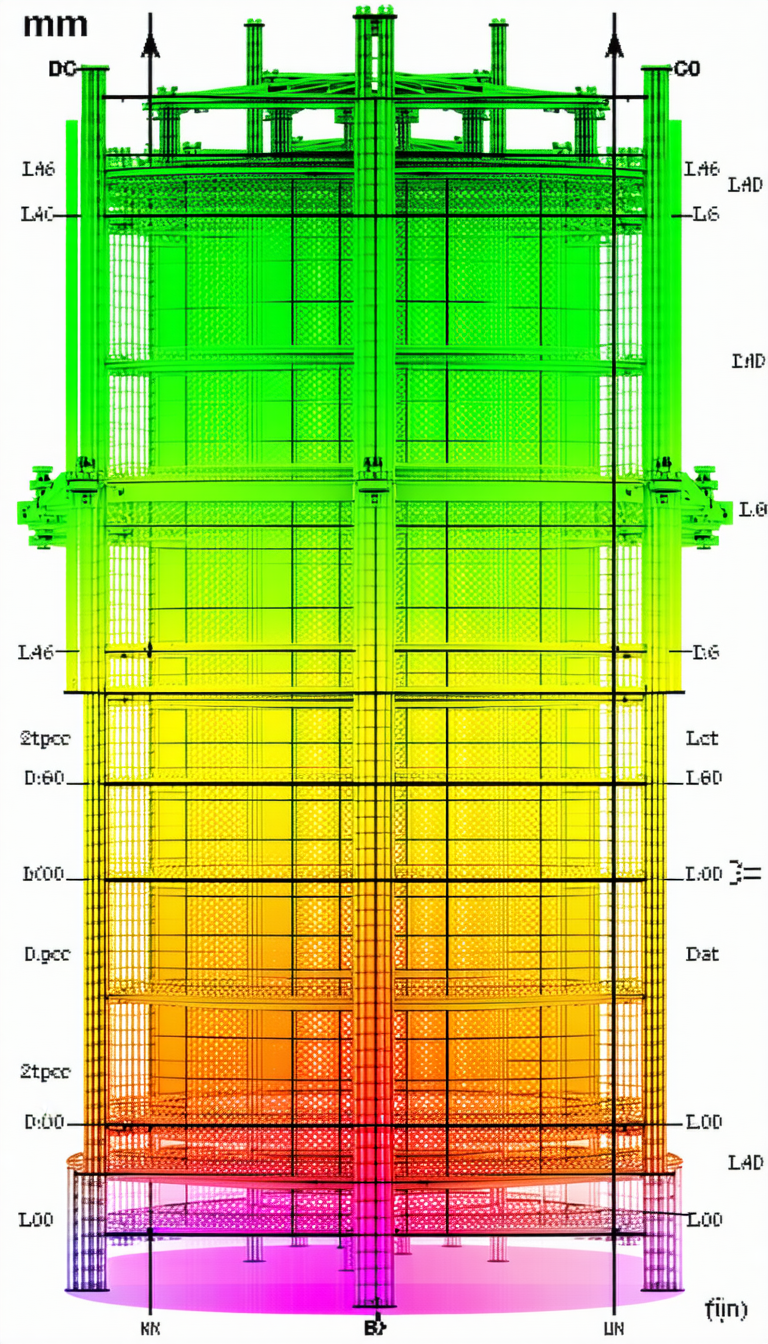 A Large, Multi-layered Structure With A Green Glow
