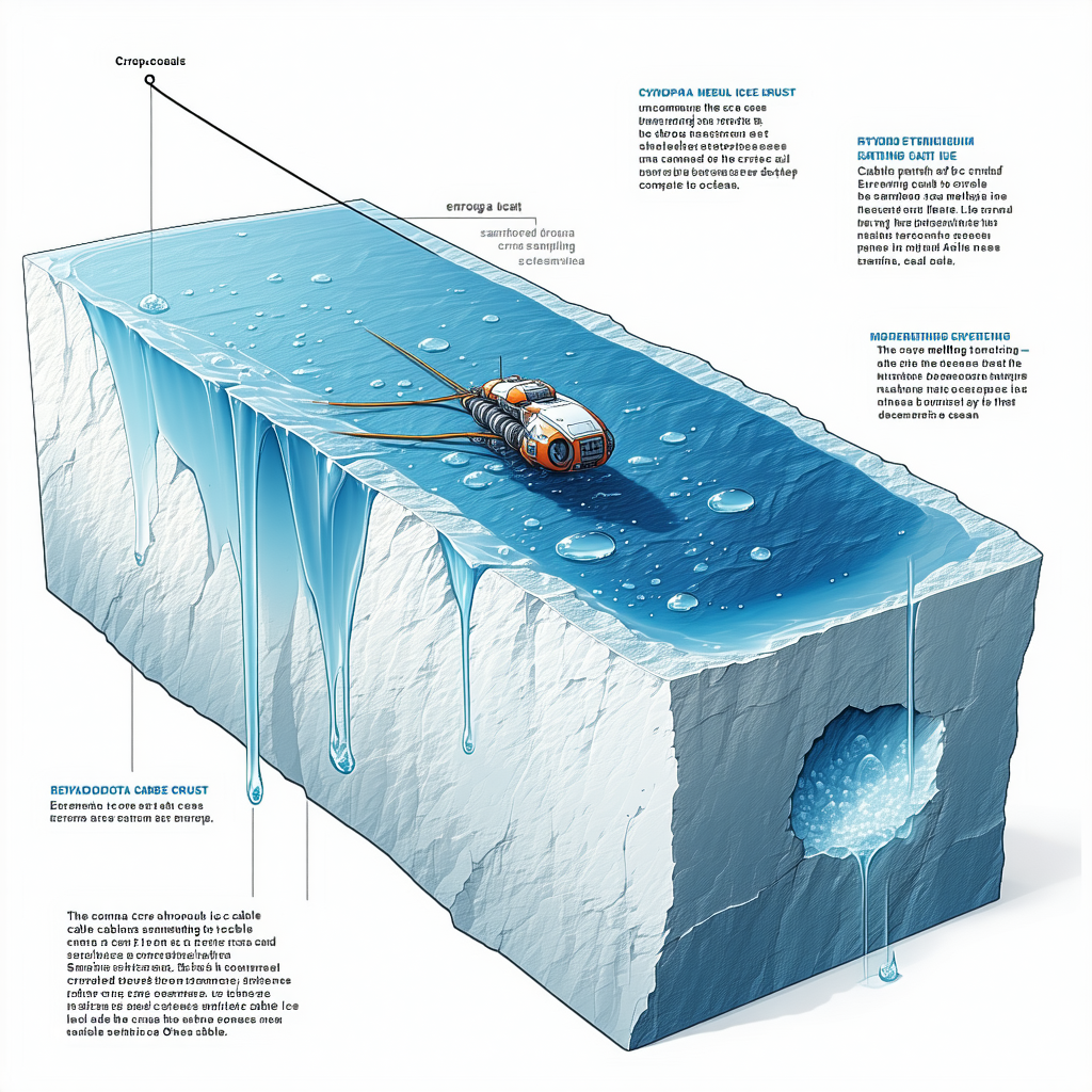 A Large Iceberg Is Shown In A Diagram, With A Small Submarine Floating On Top Of It