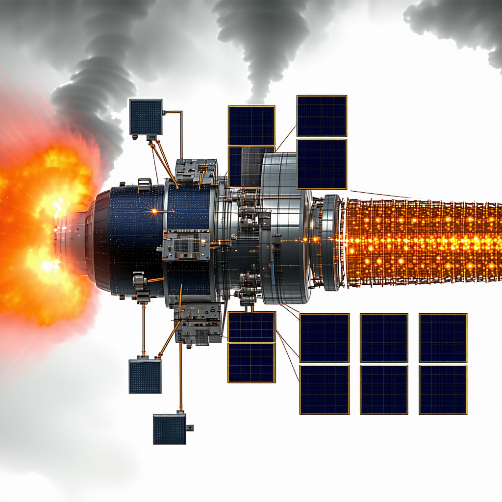 A Space Shuttle With A Large Engine On The Front