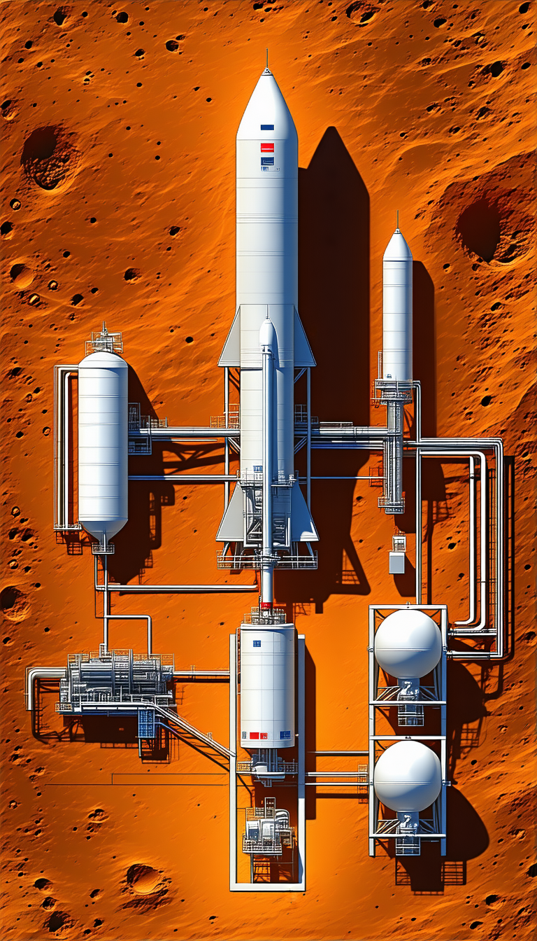 A Futuristic Space Station With A Large White Rocket Ship Docked On The Side