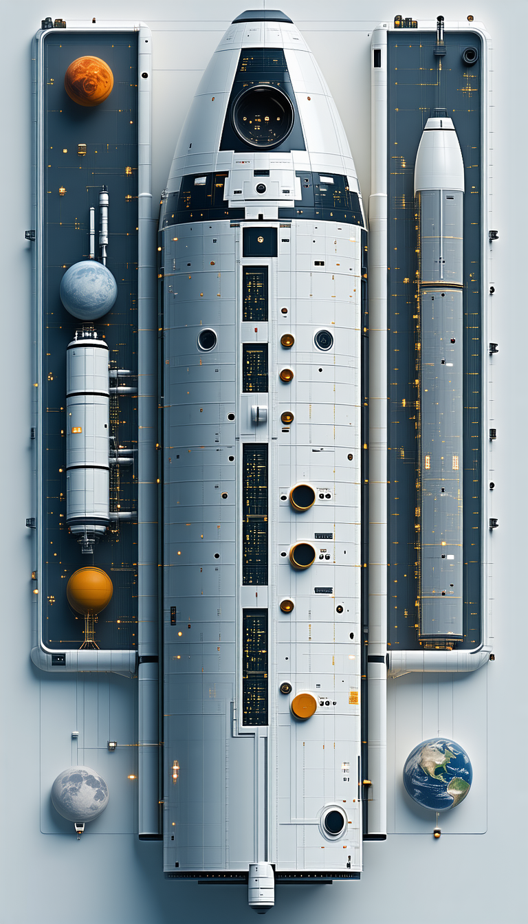 In This Image, There Is A Large Spacecraft With A Long