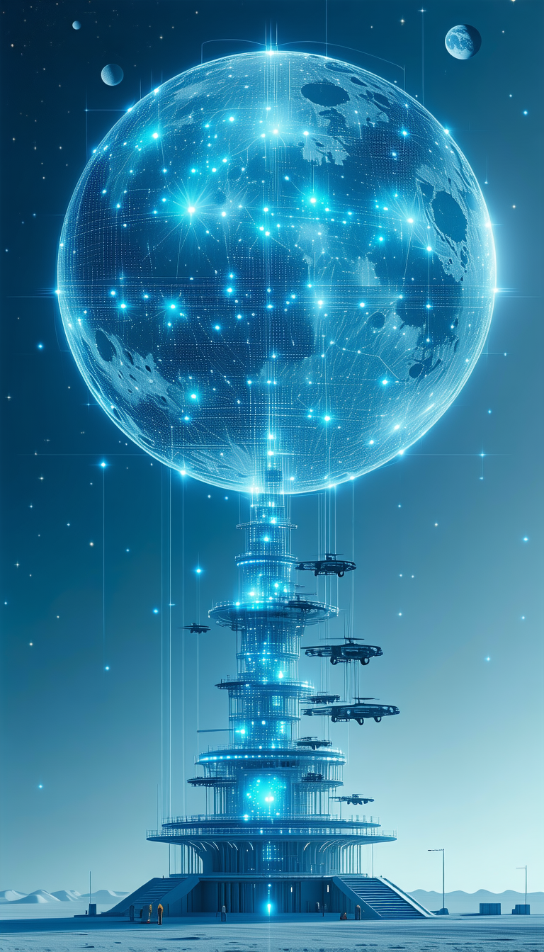 In The Image, There Is A Large Blue Globe With A Multitude Of Small Blue Objects On It