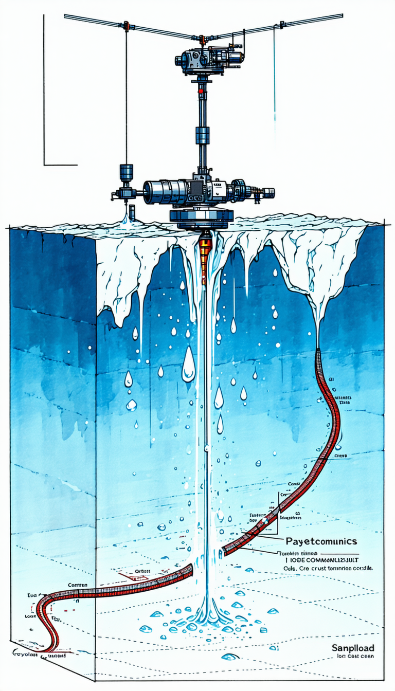 The Image Is A Blue And White Drawing Of A Submarine, With A Red Hose Coming Out Of The Side