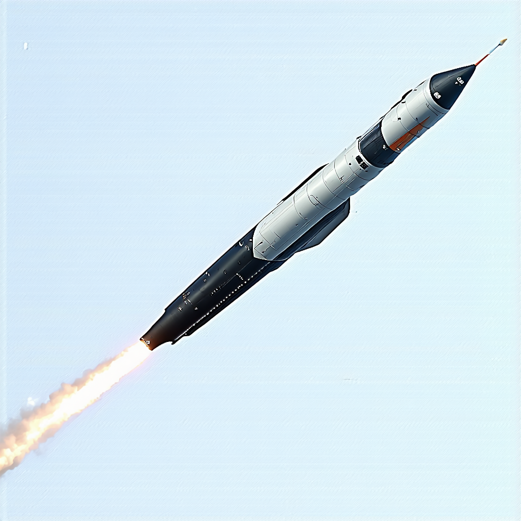 A Rocket Is Flying Through The Sky, Leaving A Trail Of Smoke Behind It