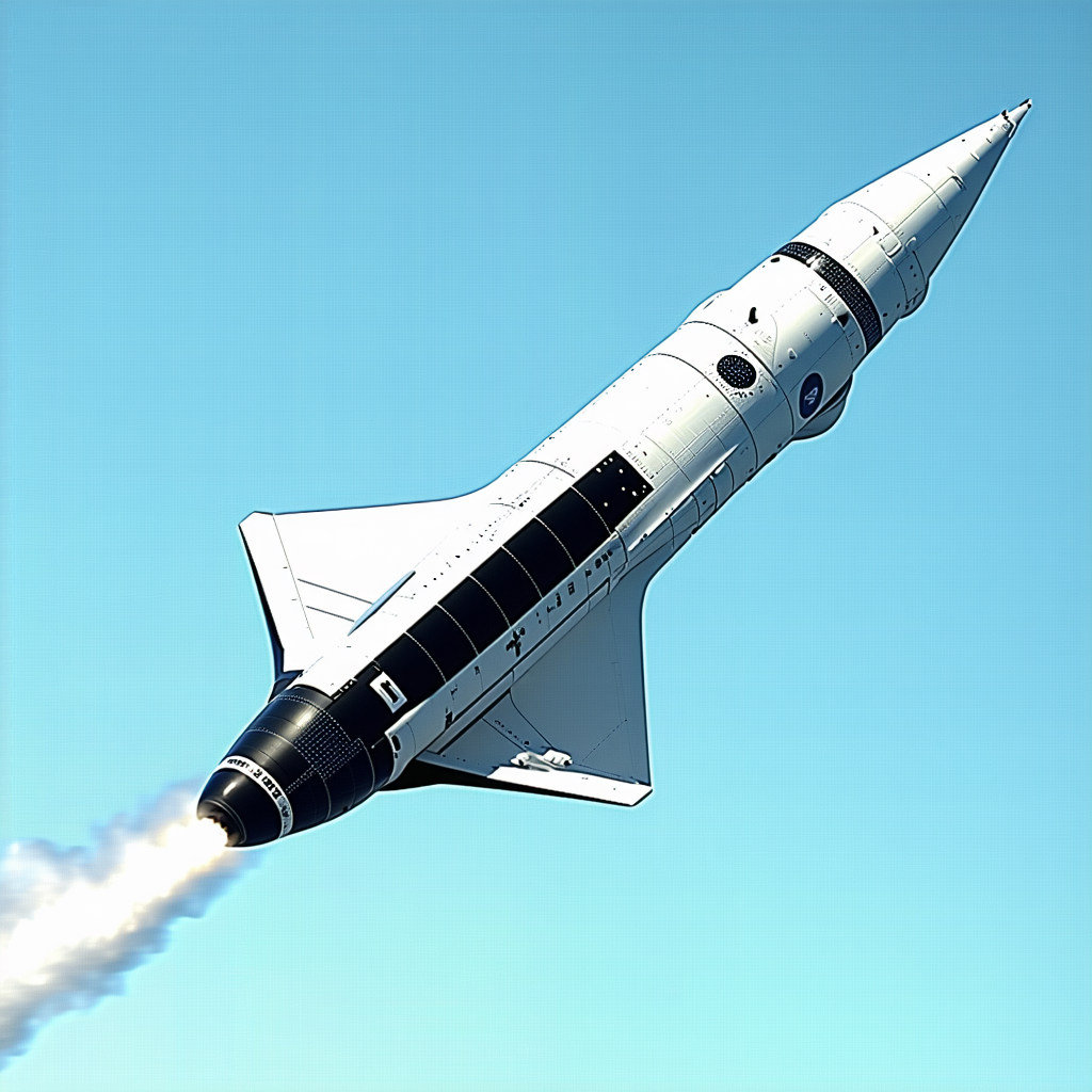 A Rocket Is Flying Through The Sky, Leaving A Trail Of Smoke Behind It