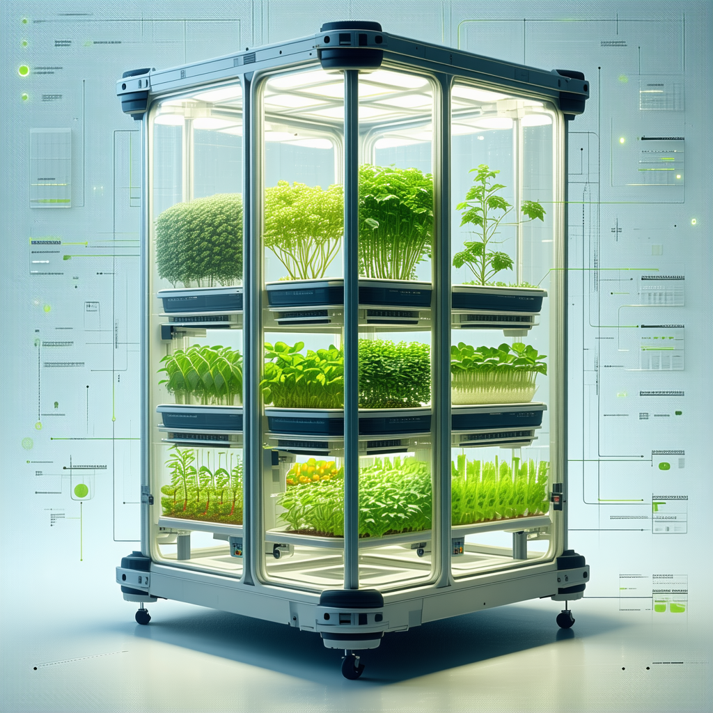 A Large, Multi-layered Display Case Filled With A Variety Of Plants
