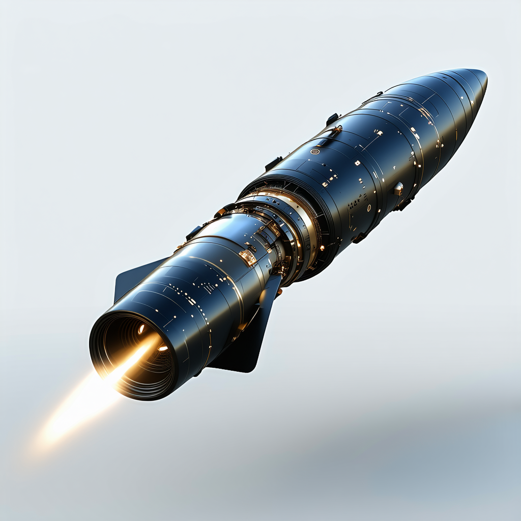 A Rocket Is Shown In A Close-up Shot, With Its Engine And Missile Visible