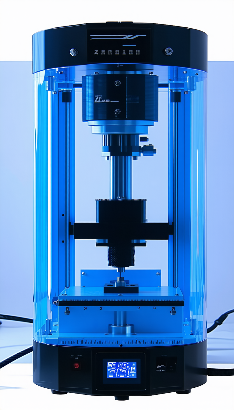 A Blue And Black Machine With A Black Base, Which Appears To Be A Microscope