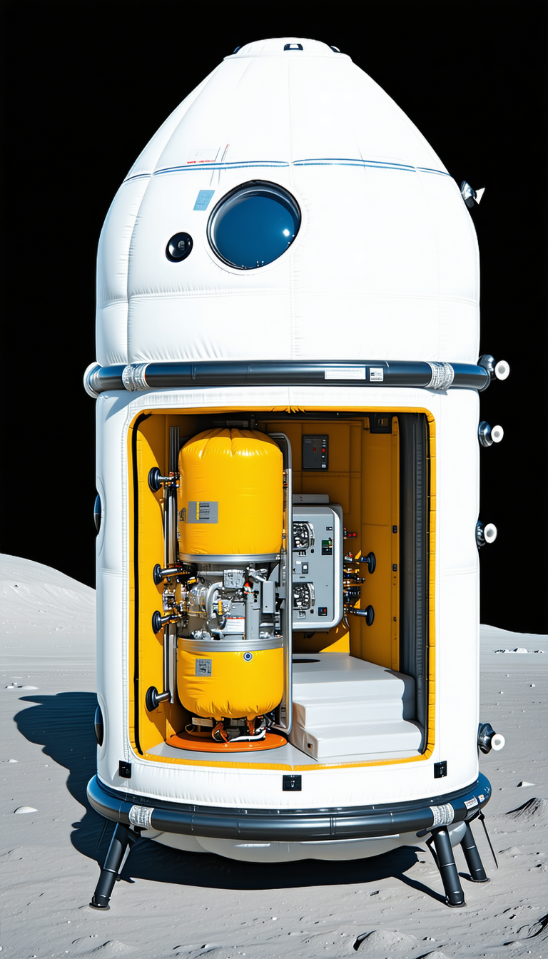 A Large, White, And Yellow Spacecraft With A Hatch Open