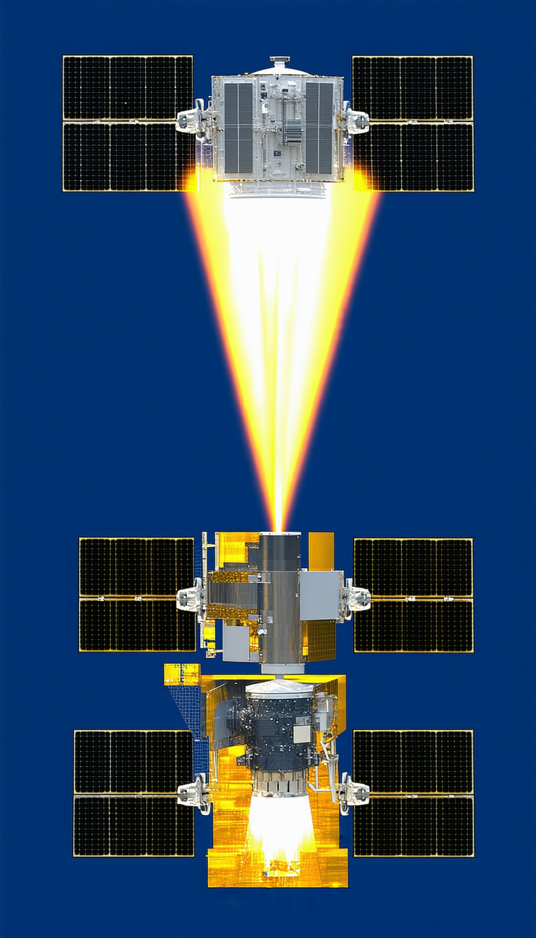 A Spacecraft With A Large, Bright Light Shining From It