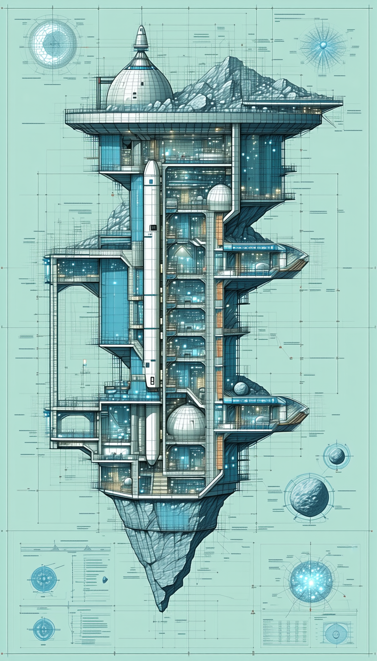 A Large, Futuristic Space Station Is Depicted In A Drawing