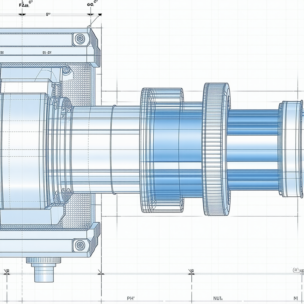 A Blue And White Drawing Of A Gear Is Displayed On A White Background