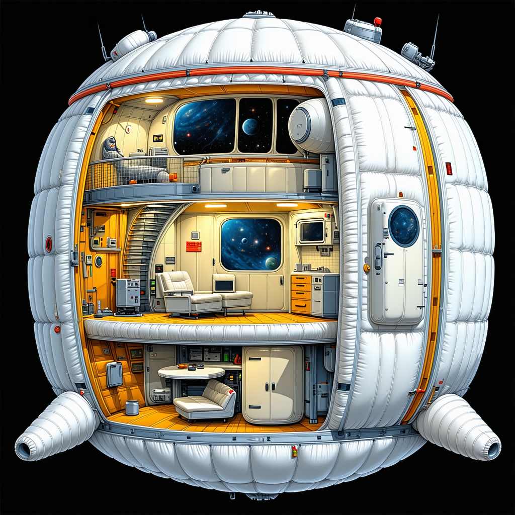 computer-generated illustration space station