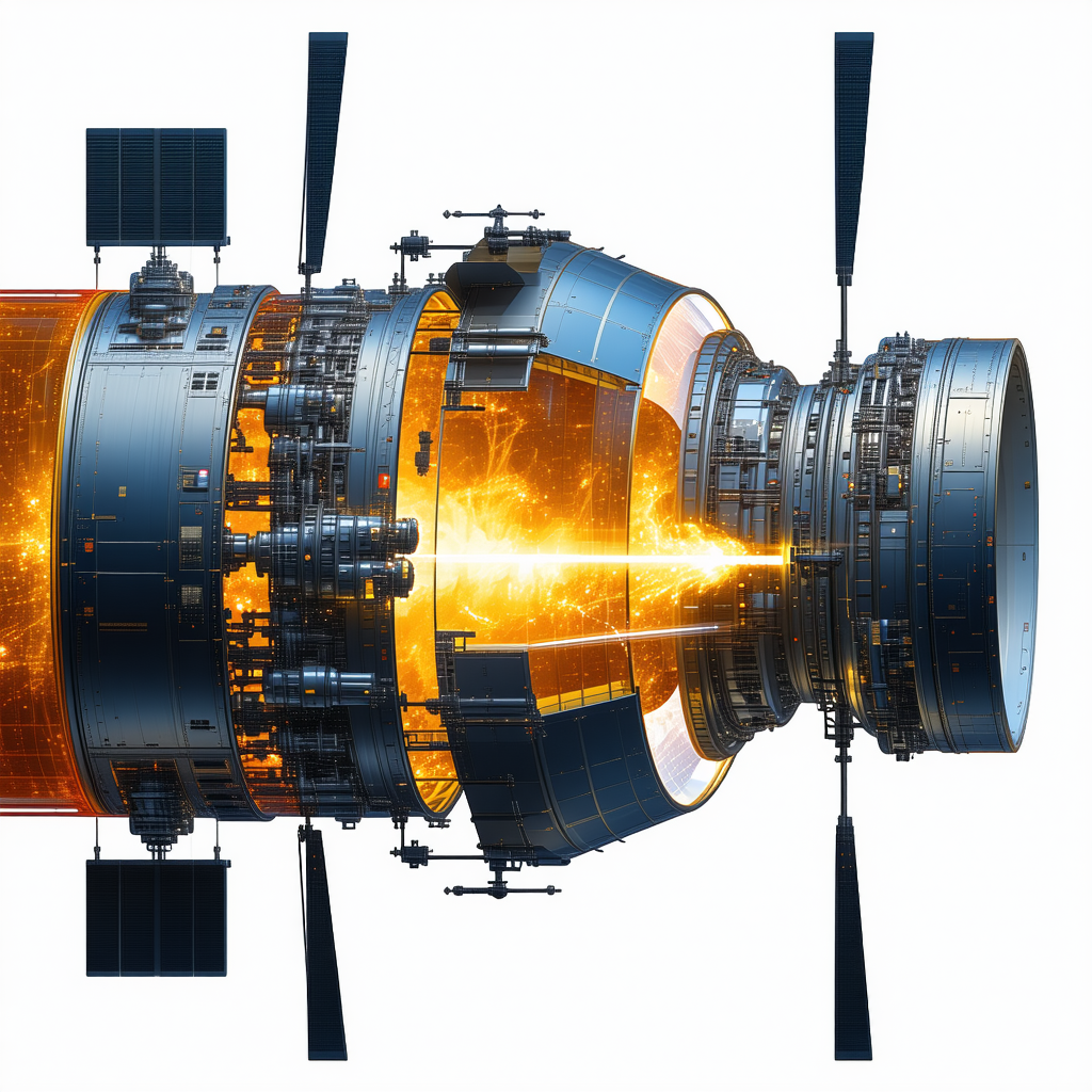 large spacecraft shown three-dimensional view