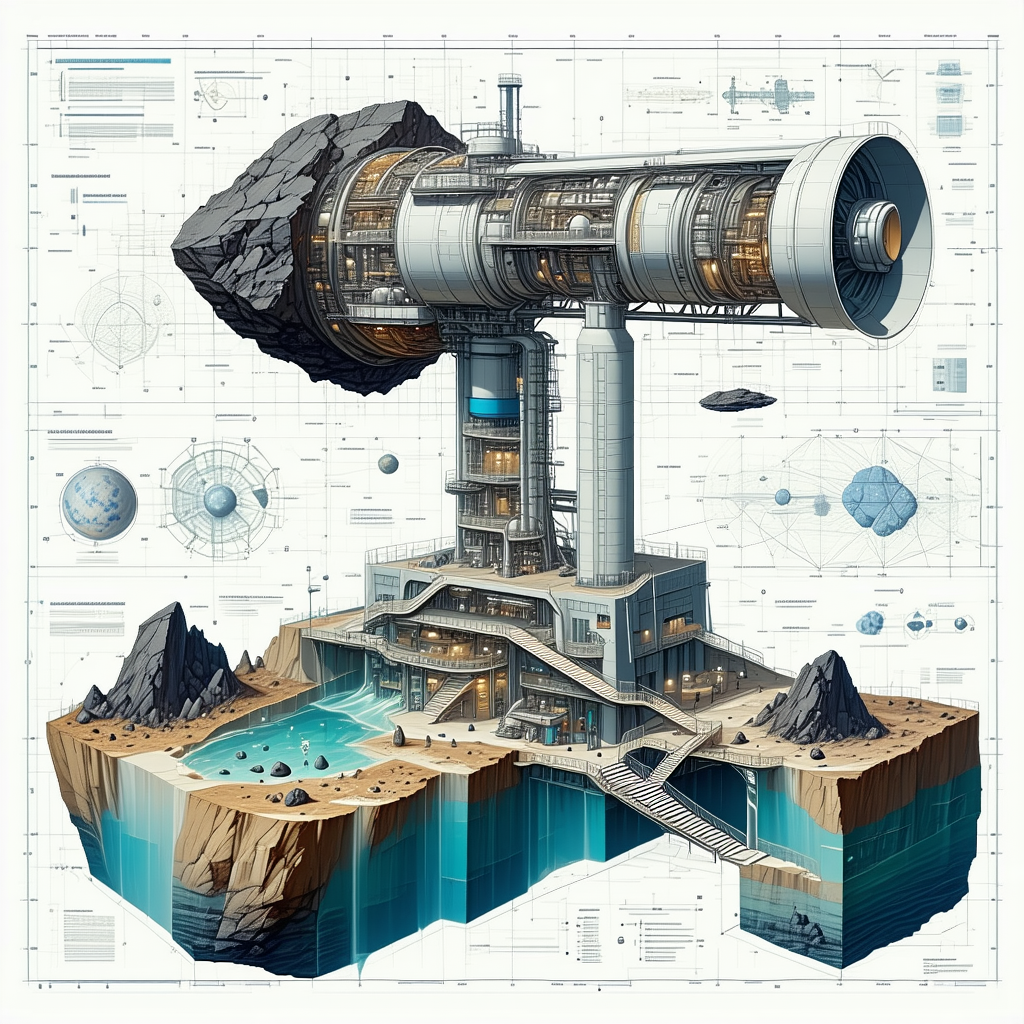 A Large, Futuristic Building Is Depicted In A Detailed Drawing