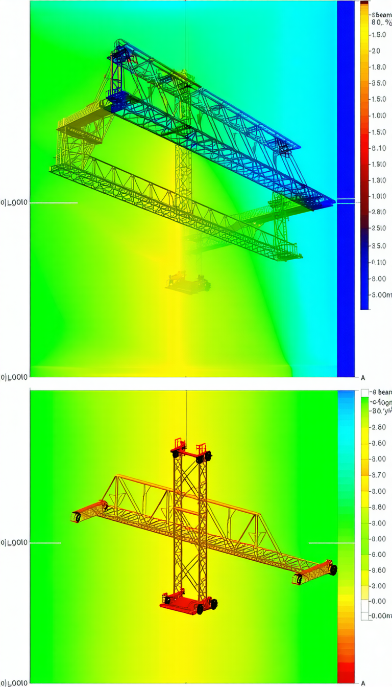 A Large Crane With A Yellow And Blue Color Scheme
