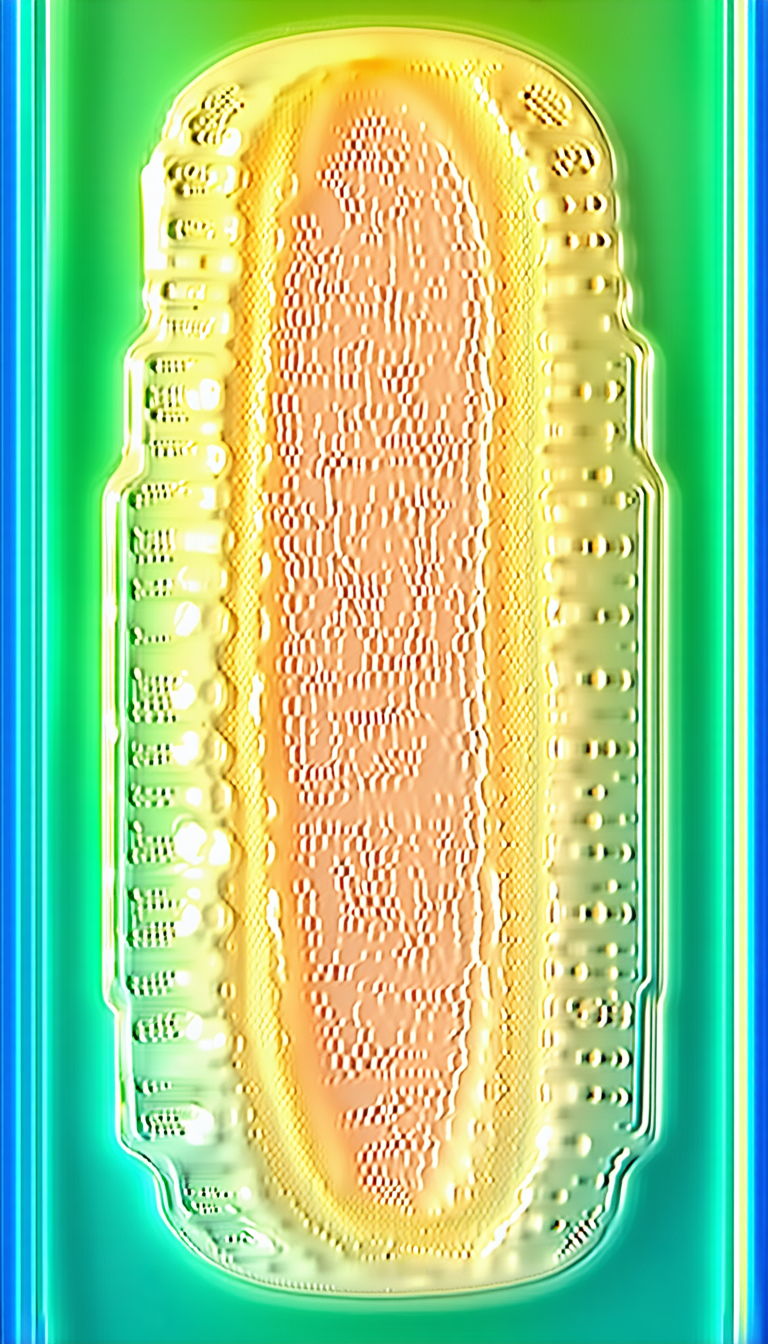 A Yellow And Green Striped Object, Possibly A Piece Of Art Or A Decoration