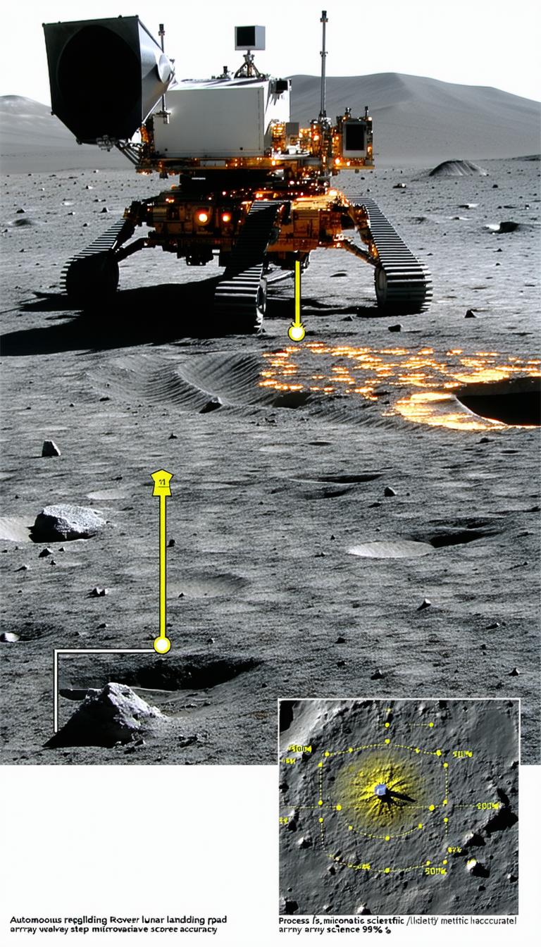 A Yellow Robotic Vehicle Is Driving On A Rocky Surface, Possibly On The Moon