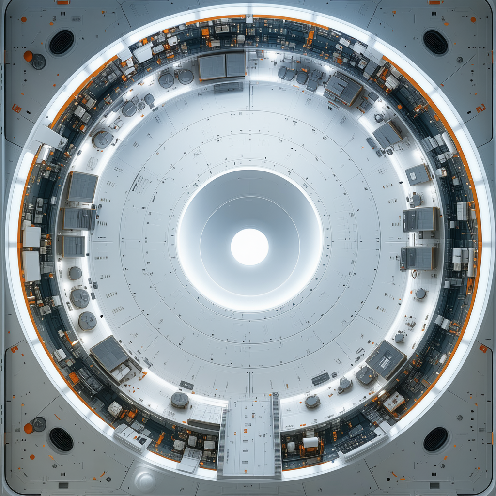 The Image Is A Close-up Of A Large, Round, White Structure With A Hole In The Center
