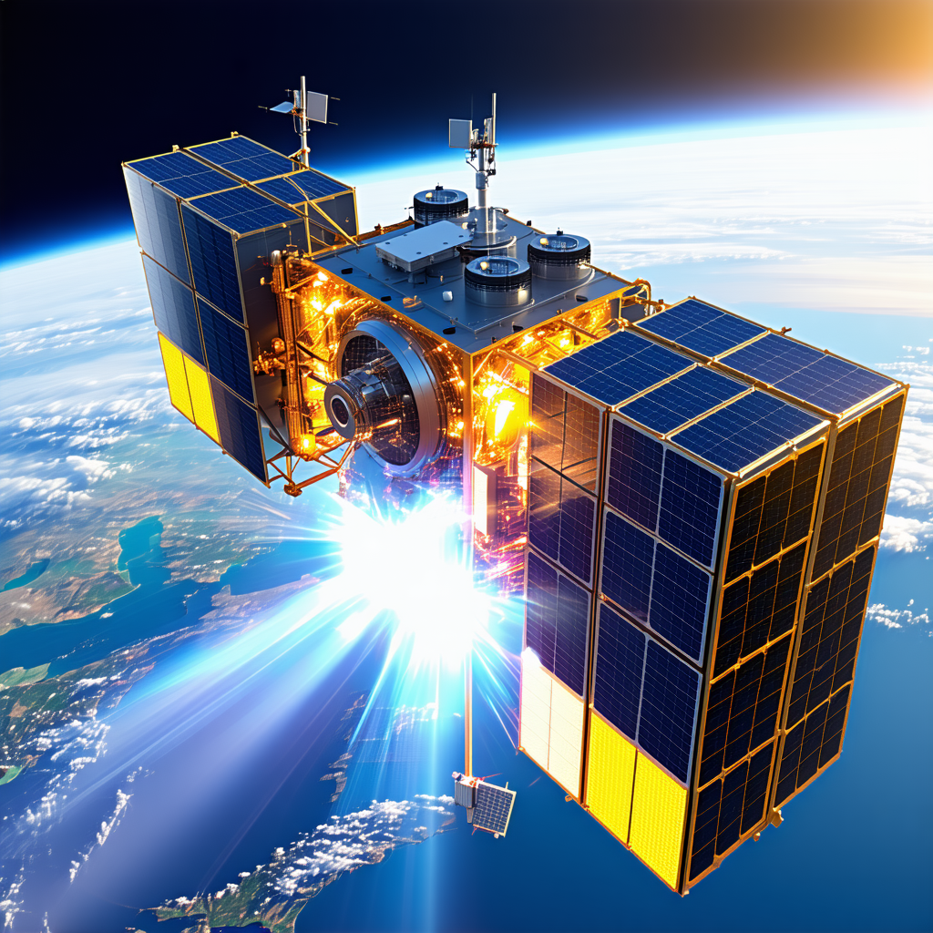 A Spacecraft With A Large Dome On Top, Flying Through The Sky
