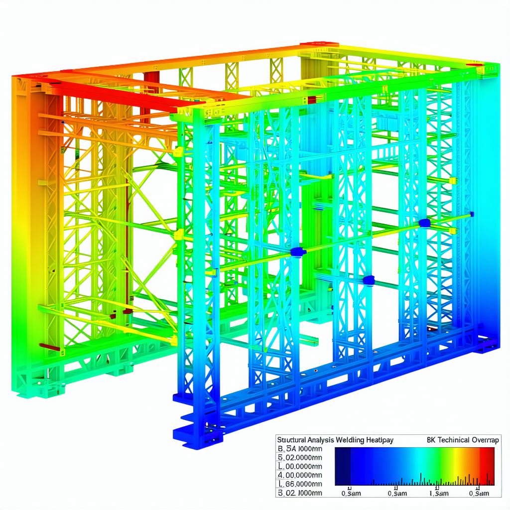 The Image Is A 3d Model Of A Building, Likely A Skyscraper, With A Blue And Yellow Color Scheme