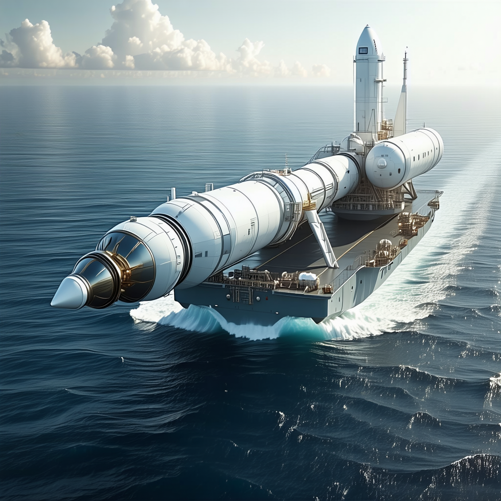 A Large White Space Shuttle Is Being Transported On A Boat