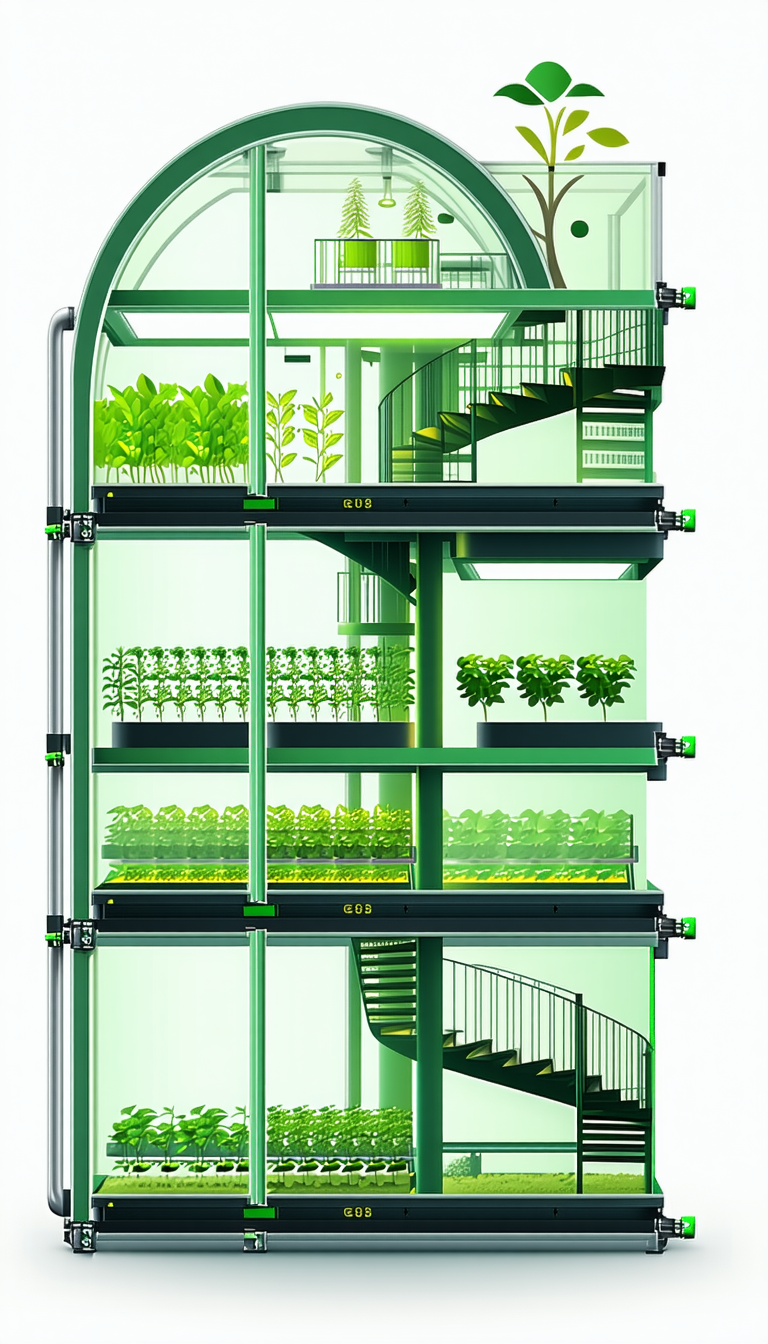 A Large, Multi-level Greenhouse Filled With Various Plants