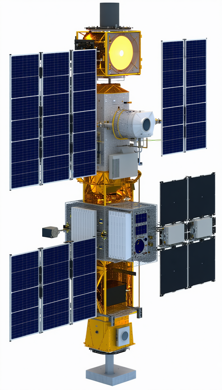 A Large Spacecraft With A Solar Panel On Its Side
