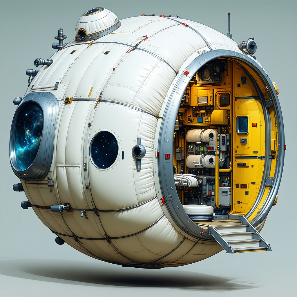 A Large, White, And Round Spacecraft With A Hollow Interior