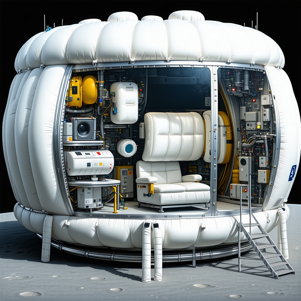 A Large White Spacecraft With A Dome-shaped Structure