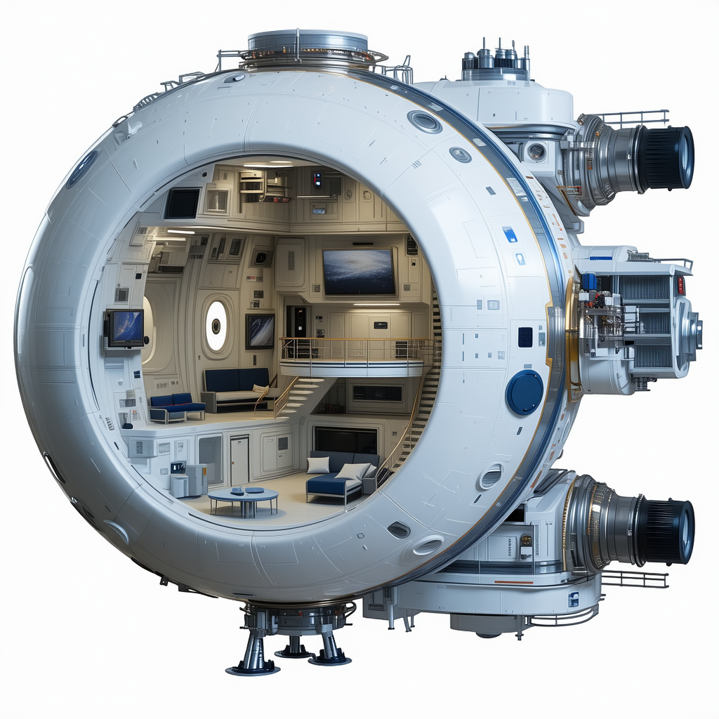 A Large, White, And Round Spacecraft With A Hollow Interior