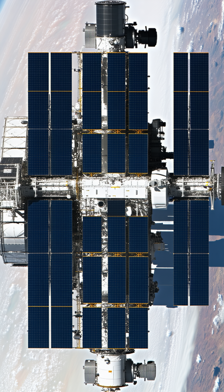 A Large Space Station Is Shown In The Image, With A View Of The Inside Of The Station