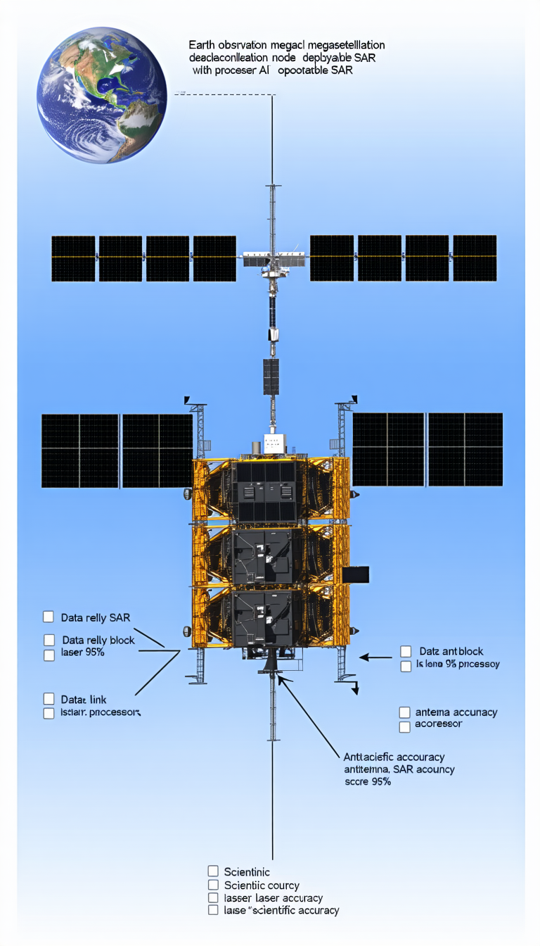 A Satellite In Space With A Large Antenna Attached To It