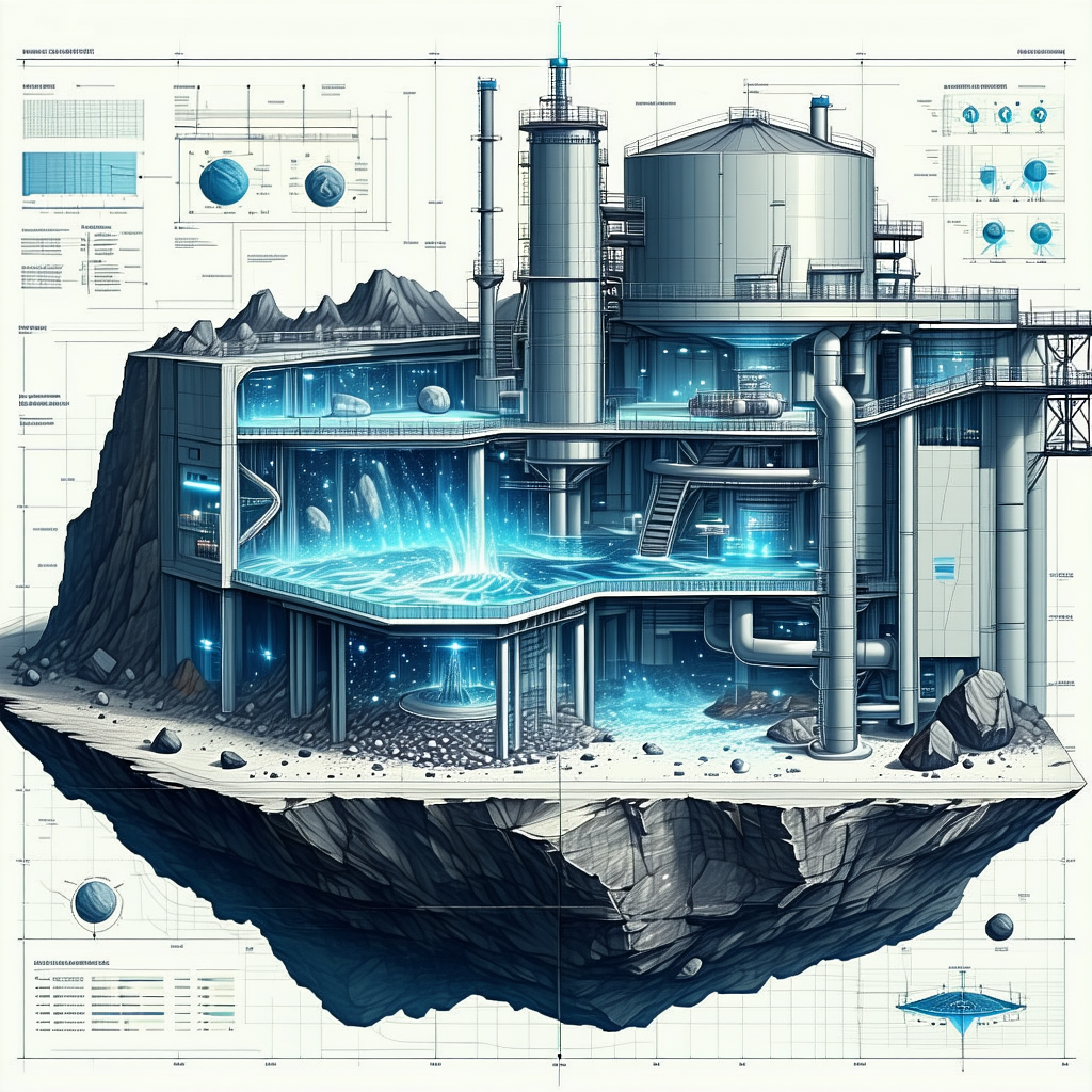 A Large, Futuristic Building Is Depicted In A Blue And White Color Scheme
