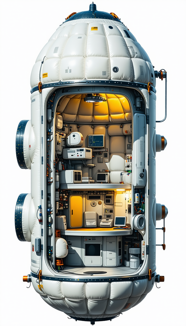 In The Image, There Is A Large White Spacecraft With A Hollow Interior