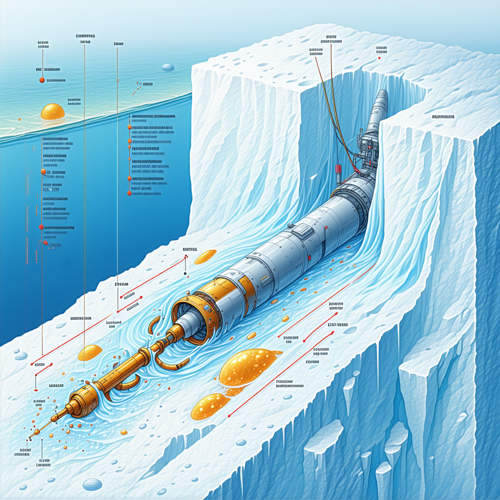 A Large, Long, And Thin Metal Pipe Is Sticking Out Of A Large Iceberg