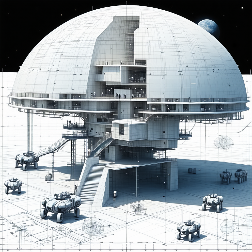 drawing large white dome structure