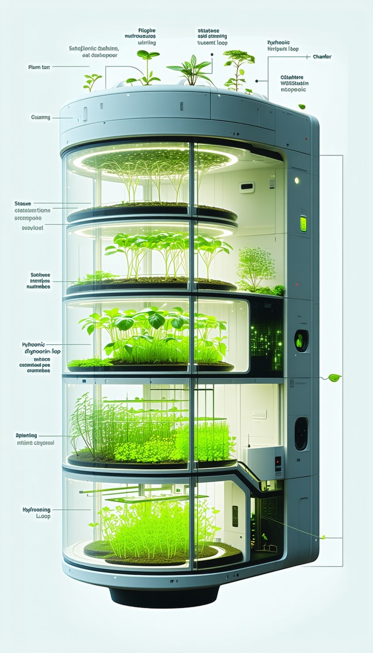 A Large, Multi-tiered Plant Growing System, Which Is Filled With Various Plants