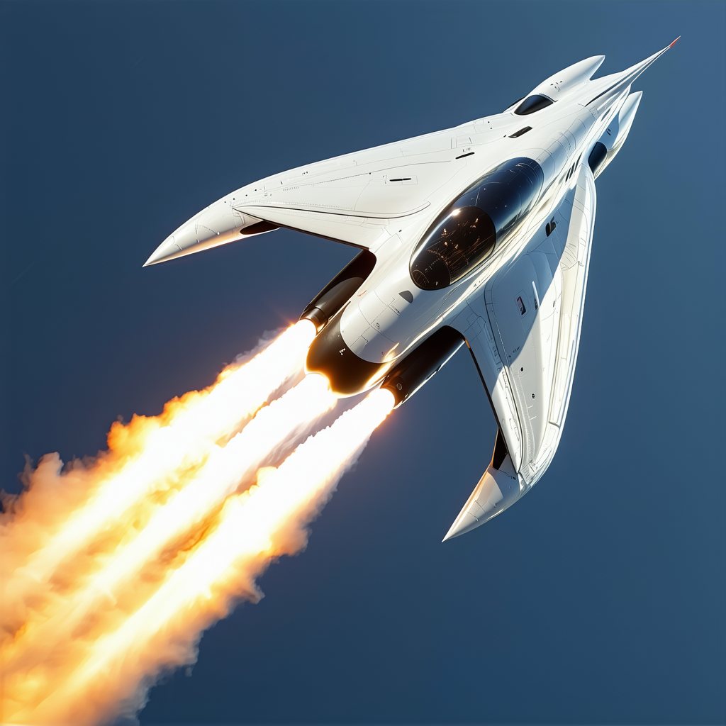 A White Jet Is Flying Through The Sky, Leaving A Trail Of Smoke Behind It