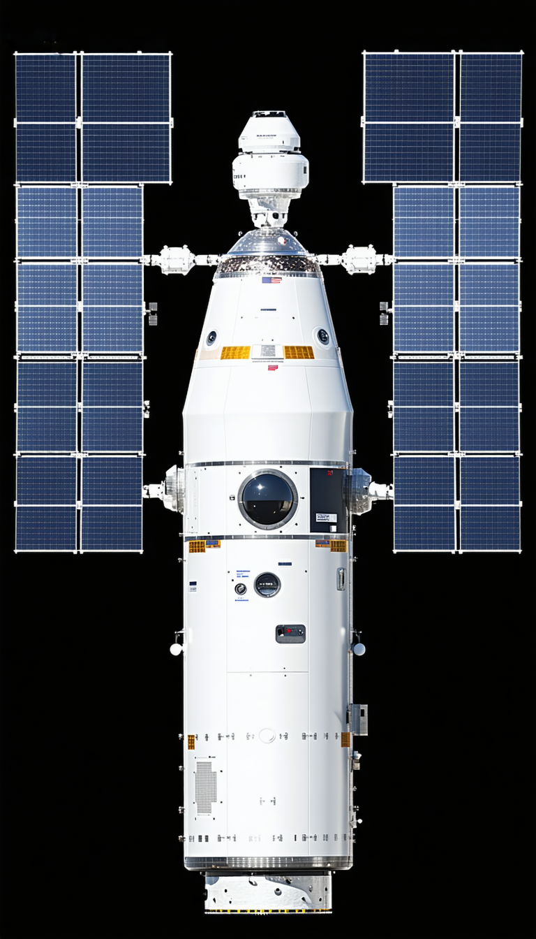 A White Space Shuttle Is Docked With A Space Station