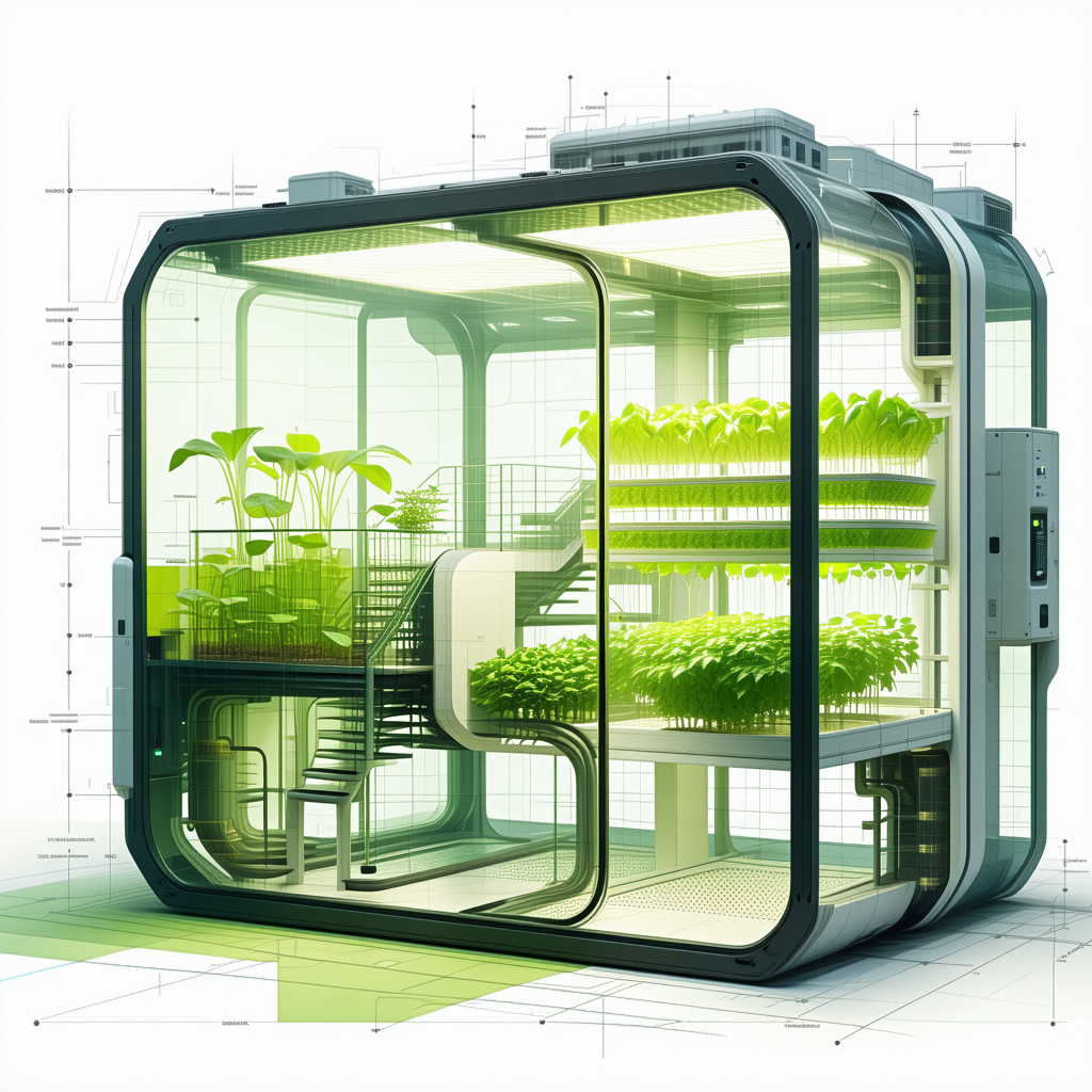 A Large, Futuristic Greenhouse With A Variety Of Plants Growing Inside